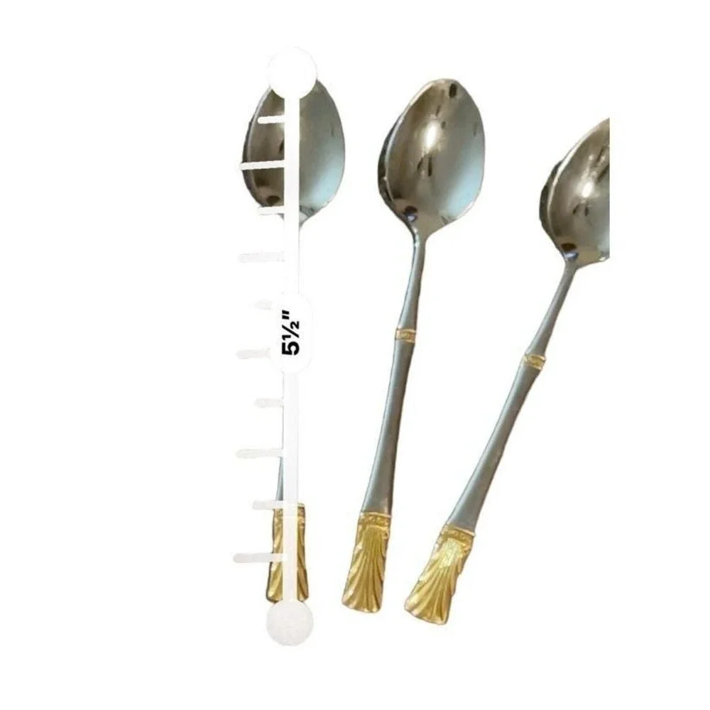 Baek San Royal Demitasse Spoons 18-8 Stainless‎ Gold Trim Lot Of 3 B242